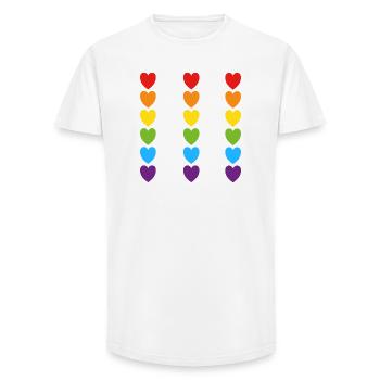 Pride Rainbow Hearts - Long Fit Men's T-Shirt - white - Front - AI Model Male 185 light (185cm)