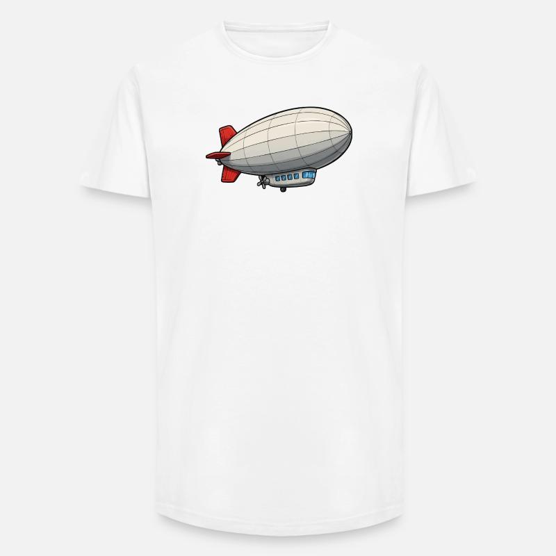Zeppelin de dessins animés de dirigeables - T-shirt coupe longue homme - blanc