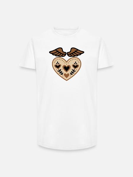 Heart Wings Guardian Angel Tattoo - Long Fit Men's T-Shirt - white