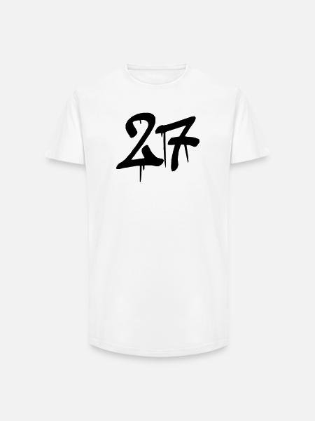 27 - Long Fit Männer T-Shirt - Weiß