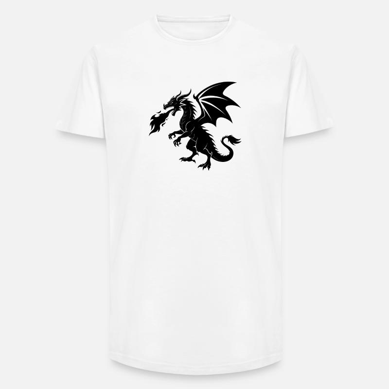 Feuerspeiender Drache - Long Fit Männer T-Shirt - Weiß