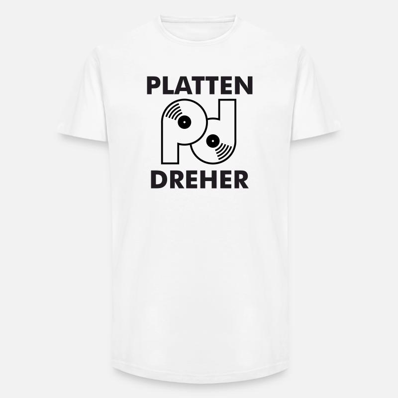 Plattendreher Logo mit Schriftzug - Long Fit Männer T-Shirt - Weiß