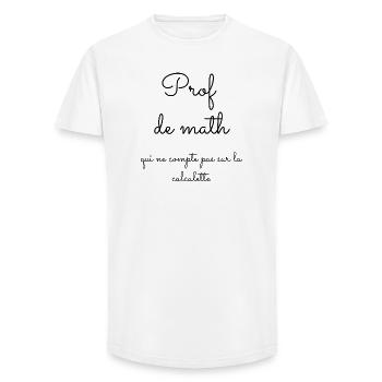 Prof de math qui ne compte pas sur la calculette - T-shirt coupe longue homme - blanc - Devant - AI Model Male 185 light (185cm)