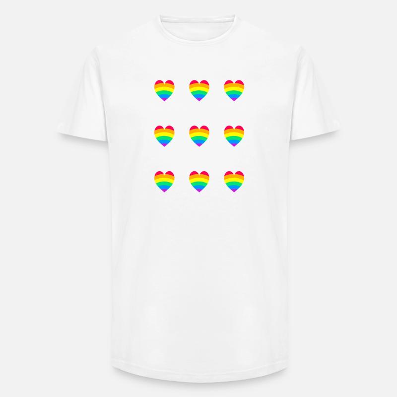 LGBT Pride Rainbow Hearts - Long Fit Männer T-Shirt - Weiß