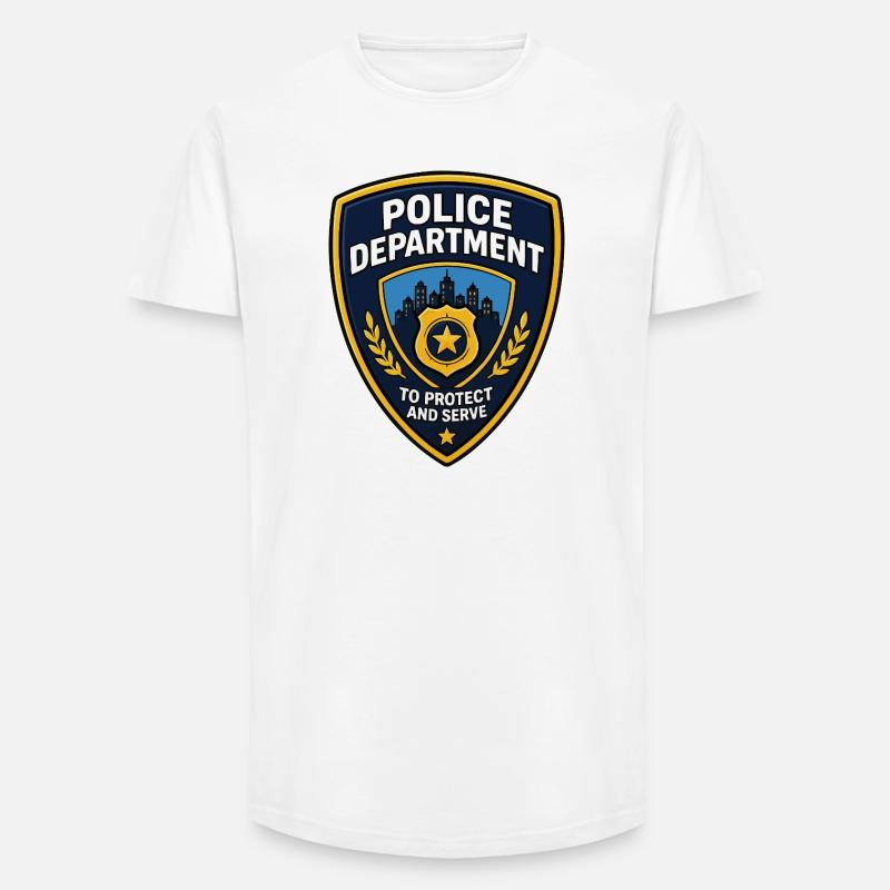 Polizei Abzeichen Patch Stadt Skyline - Long Fit Männer T-Shirt - Weiß