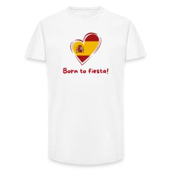 Spanien Herz Flagge Born to Fiesta - Long Fit Männer T-Shirt - Weiß - Vorne - AI Model Male 185 light (185cm)