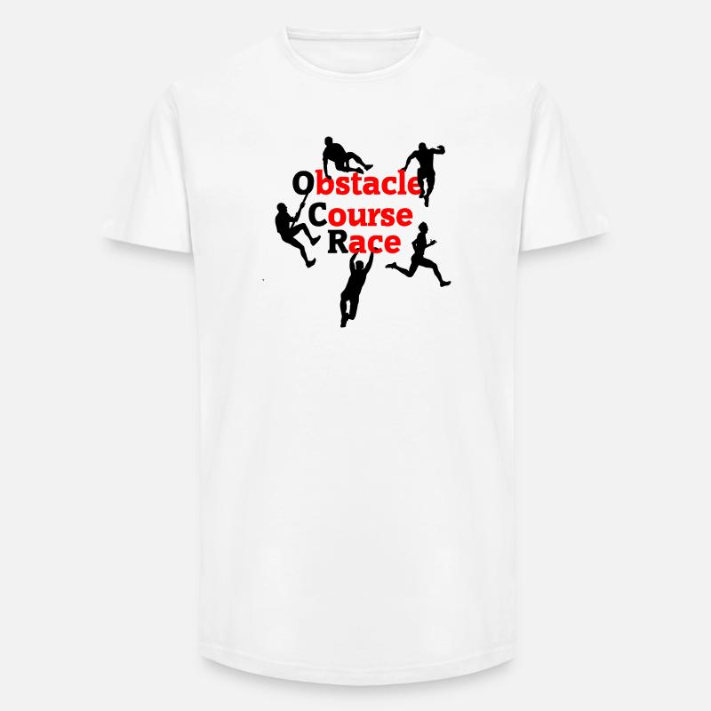 Course d’obstacles – Red Impact Design - T-shirt coupe longue homme - blanc