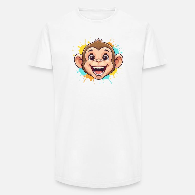 Fröhlicher Affe mit Farbspritzern - Long Fit Männer T-Shirt - Weiß