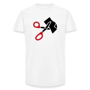 Vêtements Ciseaux Ciseaux de Sauvetage - T-shirt coupe longue homme - blanc - Devant - AI Model Male 185 light (185cm)