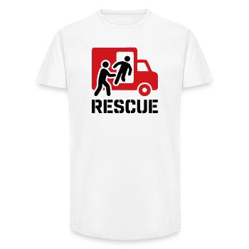 Opérations de secours et de secours - T-shirt coupe longue homme - blanc - Devant - AI Model Male 185 light (185cm)