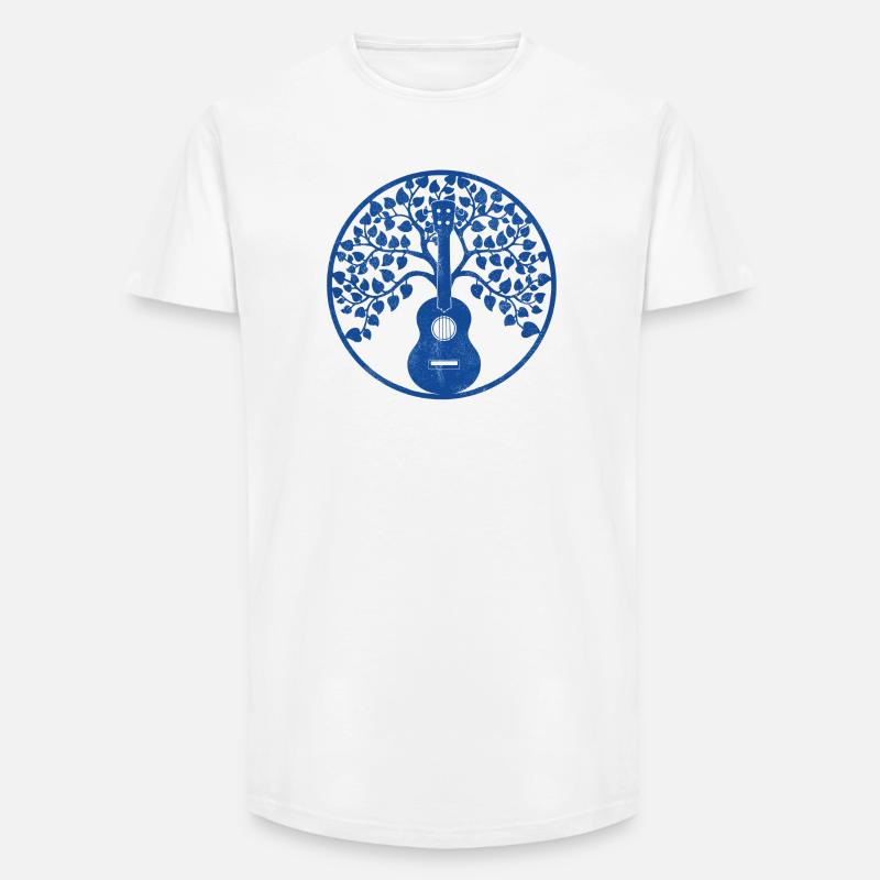 Ukulele tree mandala blue - Long Fit Männer T-Shirt - Weiß
