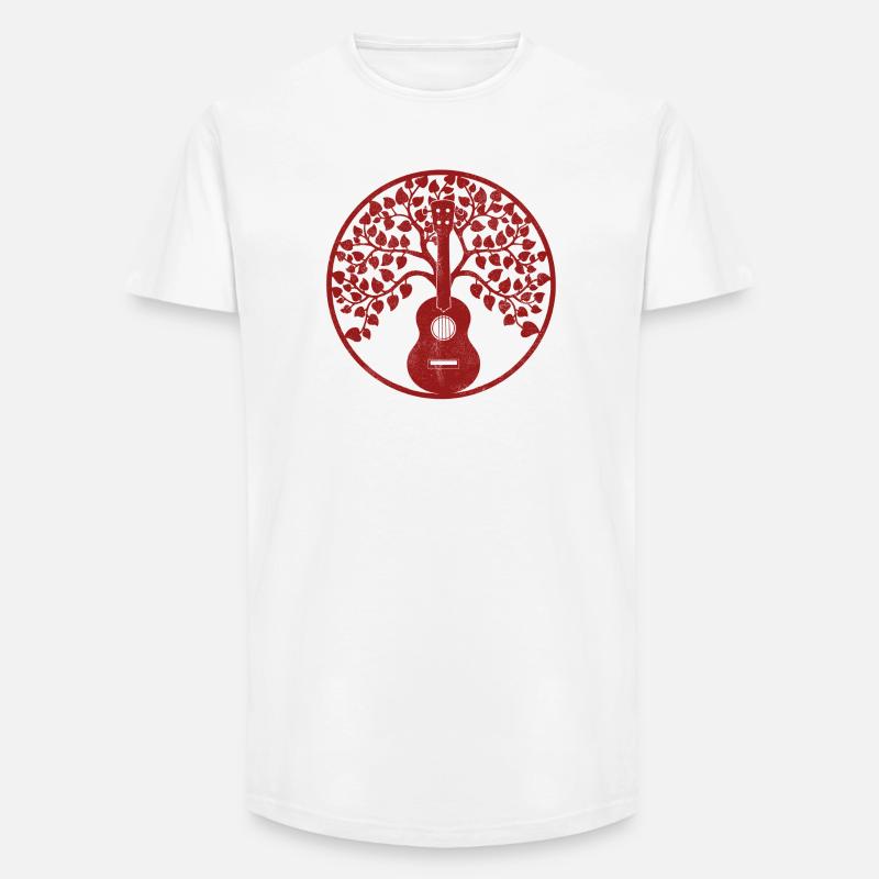 Ukulele tree mandala red - Long Fit Männer T-Shirt - Weiß