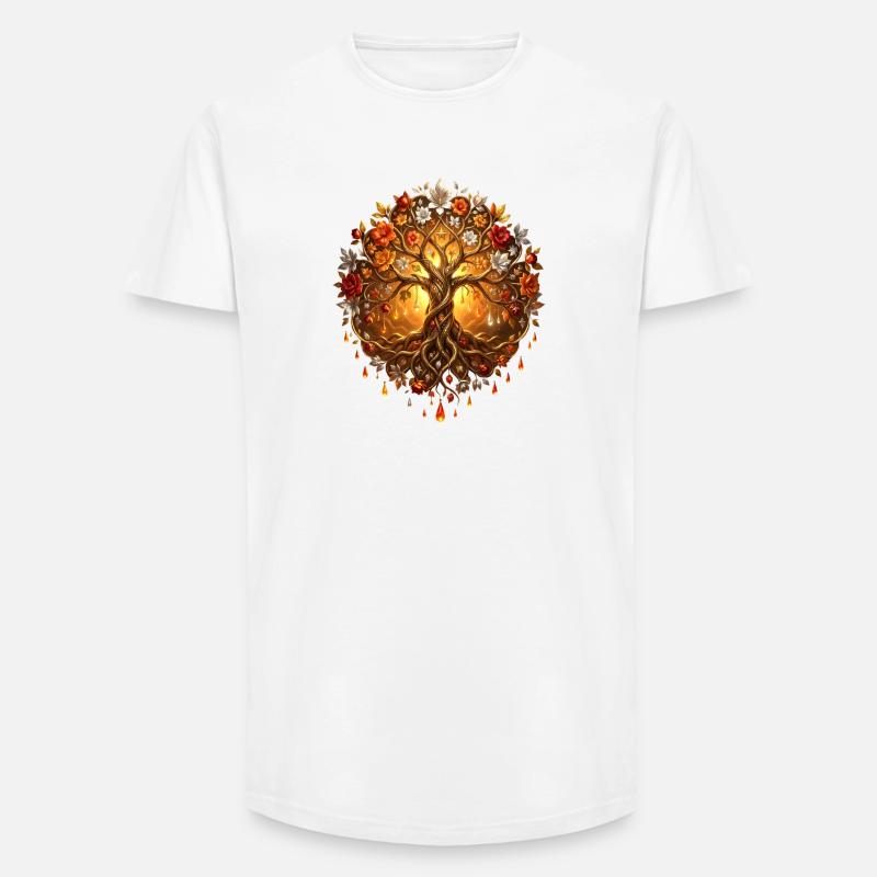 Fire Tree in Mandala - Long Fit Men's T-Shirt - white