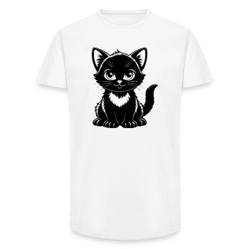 Süße Katze - Long Fit Männer T-Shirt - Weiß - Vorne - AI Model Male 185 light (185cm)