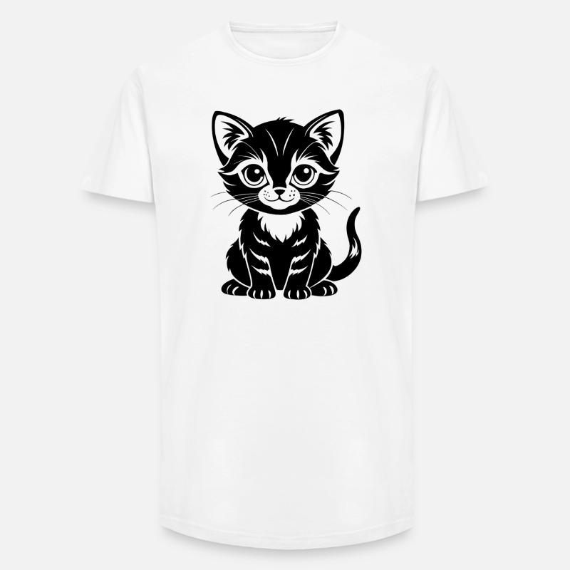 Süße Katze - Long Fit Männer T-Shirt - Weiß