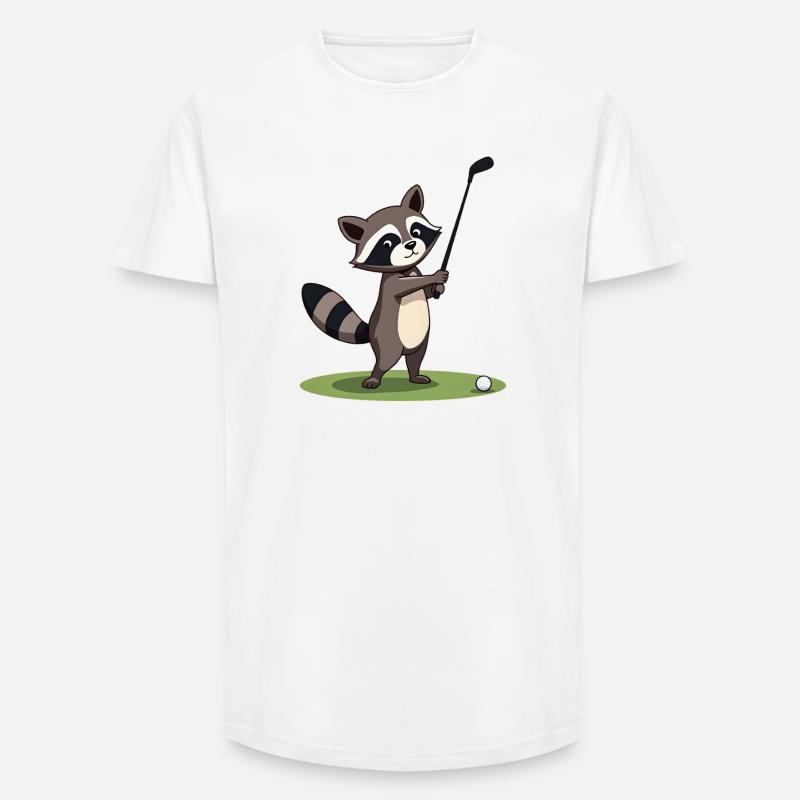 Waschbär spielt Golf - Long Fit Männer T-Shirt - Weiß