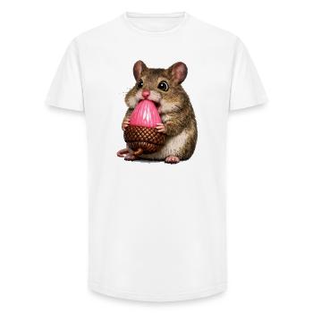 Wood mouse with pink acorn - Long Fit Men's T-Shirt - white - Front - AI Model Male 185 light (185cm)