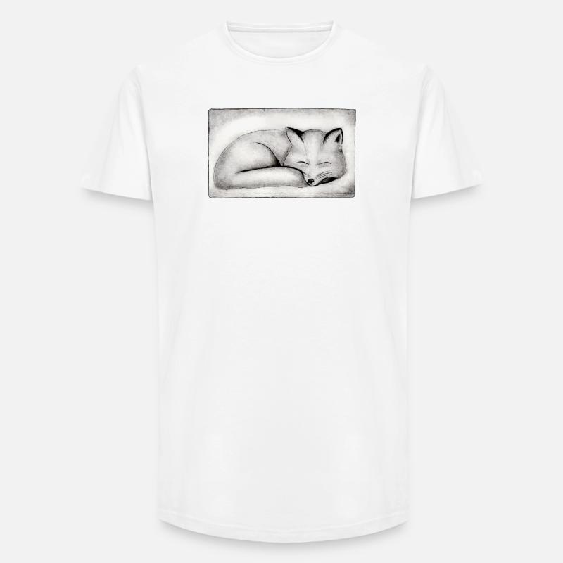Schlafender Fuchs - handgeschnitzte Druckvorlage - Long Fit Männer T-Shirt - Weiß