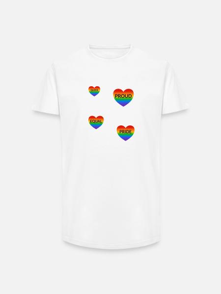 LGBT slogans pride rainbow hearts - Long Fit Men's T-Shirt - white