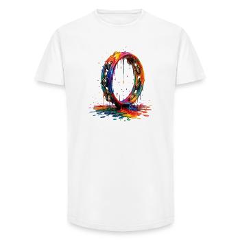 Tambourine with dripping paint - Long Fit Men's T-Shirt - white - Front - AI Model Male 185 light (185cm)