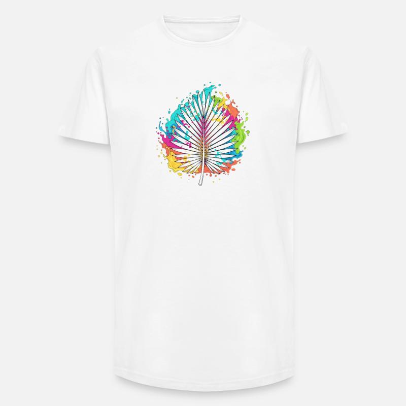 Bunte Palmenfächer Farbexplosion - Long Fit Männer T-Shirt - Weiß