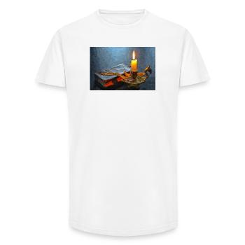 Candlelit Antiquarian Aura - Long Fit Men's T-Shirt - white - Front - AI Model Male 185 light (185cm)