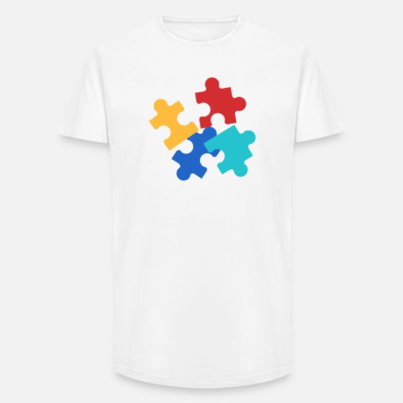 Bunte Puzzleteile Collage - Long Fit Männer T-Shirt - Weiß