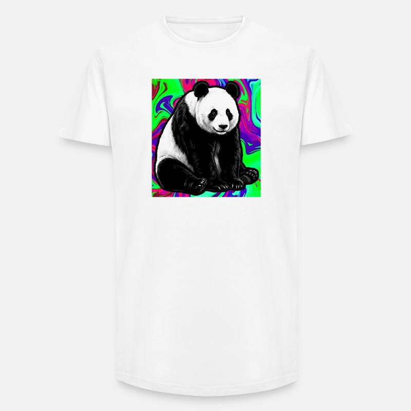 Panda - Long Fit Männer T-Shirt - Weiß