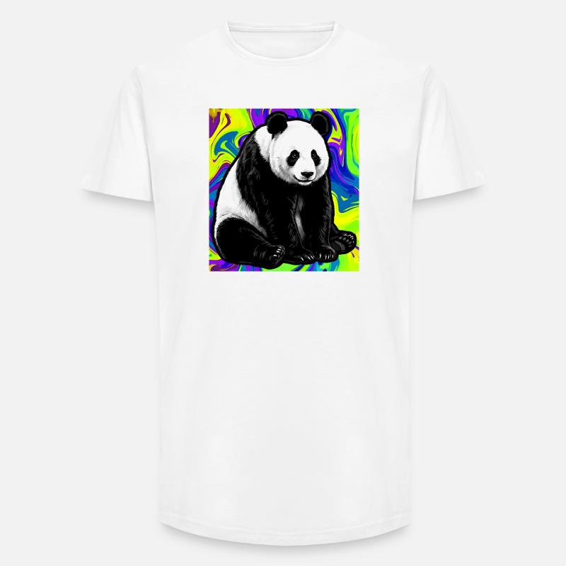 Panda - Long Fit Männer T-Shirt - Weiß