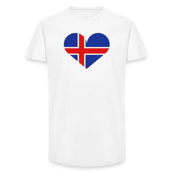 Drapeau islandais en forme de cœur - T-shirt coupe longue homme - blanc - Devant - AI Model Male 185 light (185cm)