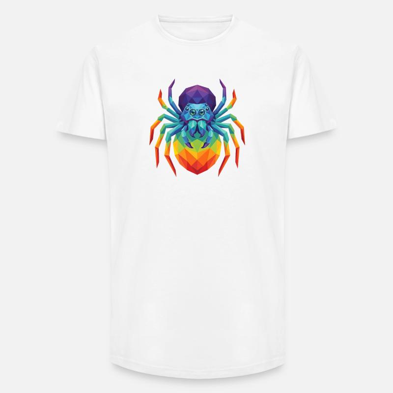 Lebendige geometrische springende Spinnen-Pop-Kunst - Long Fit Männer T-Shirt - Weiß