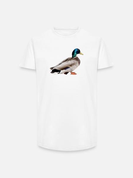 Stockente Männchen - Long Fit Männer T-Shirt - Weiß