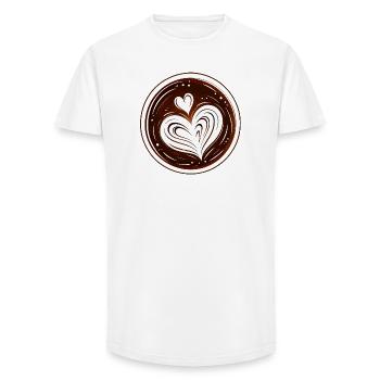 Latte Art Herz Kaffee Design  - Long Fit Männer T-Shirt - Weiß - Vorne - AI Model Male 185 light (185cm)