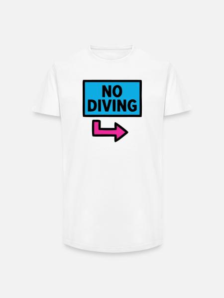 No Diving Schild Pool Retro - Long Fit Männer T-Shirt - Weiß