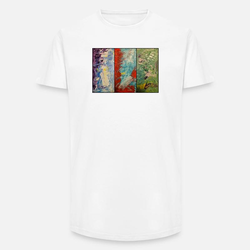 Triptychon Farbfluss - Long Fit Männer T-Shirt - Weiß