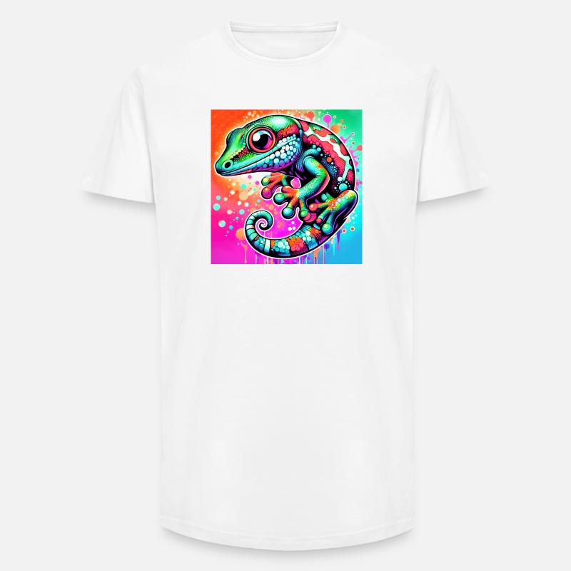 Gecko - Long Fit Männer T-Shirt - Weiß