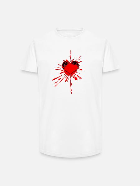 Red Heart Splatter Art - Long Fit Men's T-Shirt - white