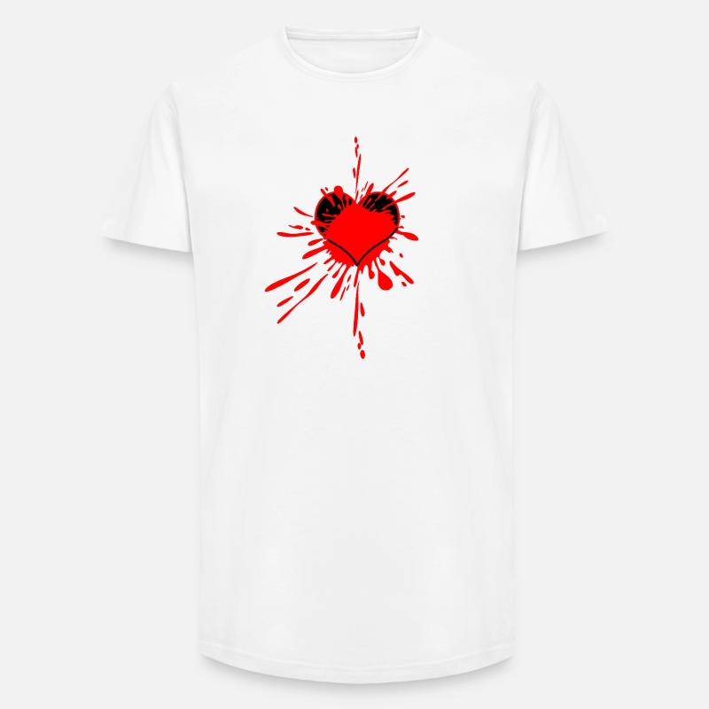Rotes Herz-Splatterkunst - Long Fit Männer T-Shirt - Weiß