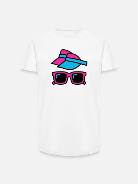80s Sun Visor Glasses Set - Long Fit Men's T-Shirt - white