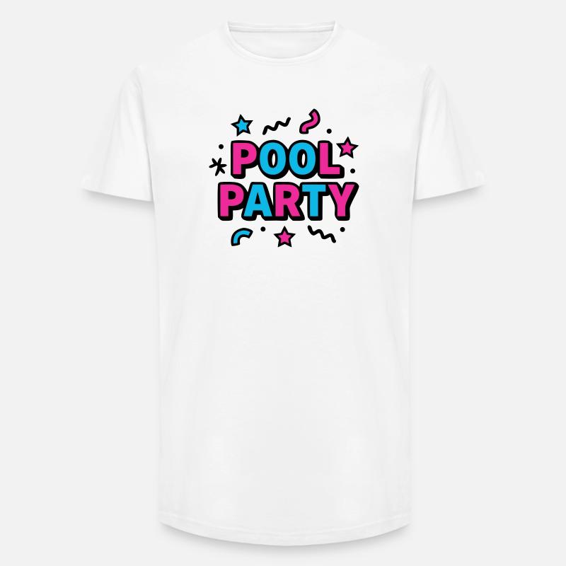 Pool Party 90er Schriftzug - Long Fit Männer T-Shirt - Weiß