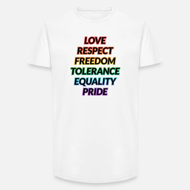 Pride Rainbow Values Tee - Long Fit Men's T-Shirt - white