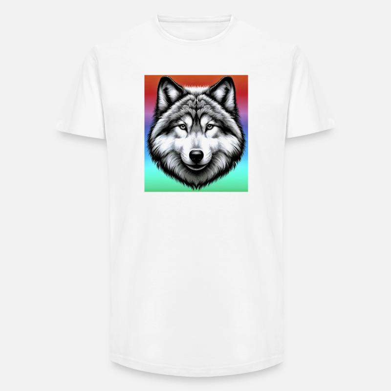 Wolf - Long Fit Männer T-Shirt - Weiß