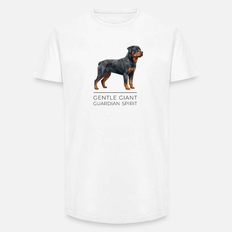 Art Low-Poly Rottweiler - Géant doux - T-shirt coupe longue homme - blanc