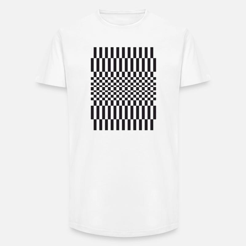 Geometric chessboard Grid Pattern - Long Fit Men's T-Shirt - white