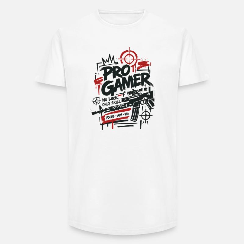 Gaming Lover Controller Grafik - Long Fit Männer T-Shirt - Weiß