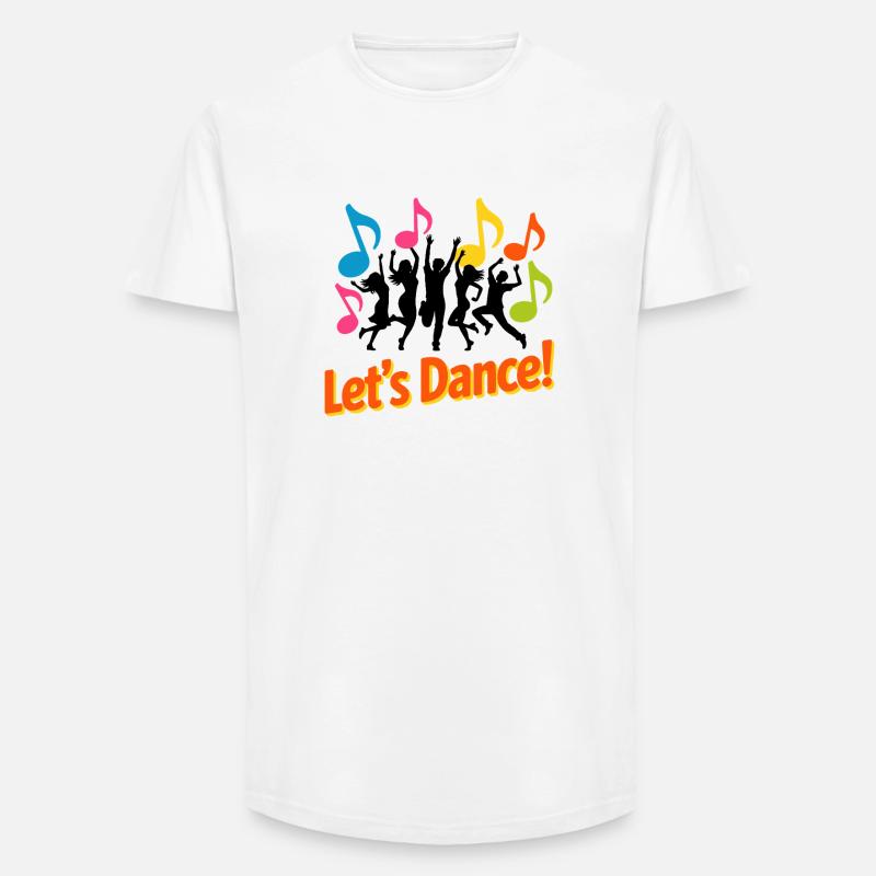 Neon Dance Party Notes - Long Fit Men's T-Shirt - white