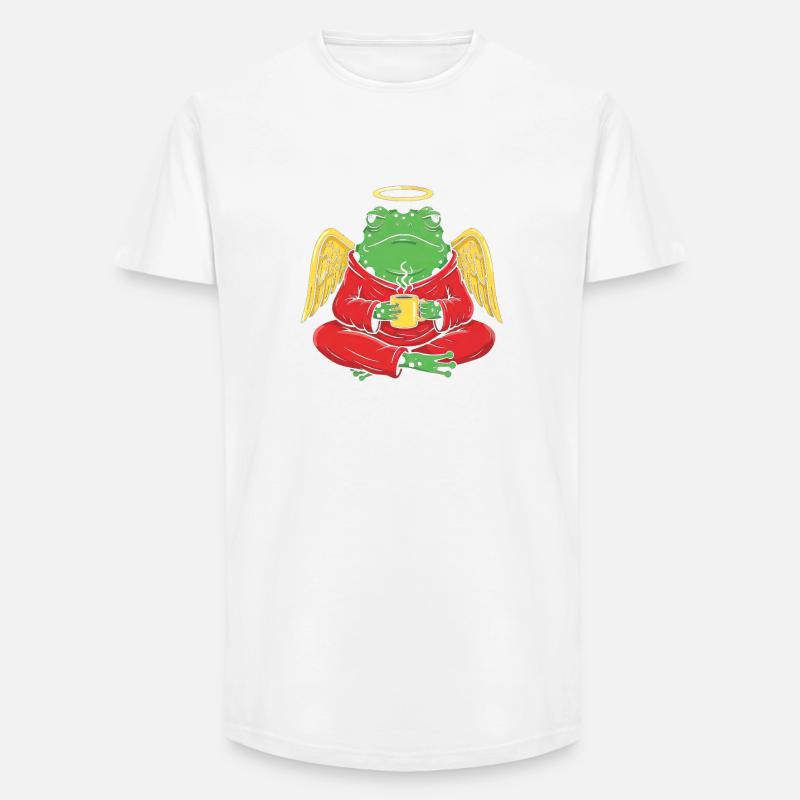 EngelFrosch mit Kaffeetasse - Long Fit Männer T-Shirt - Weiß