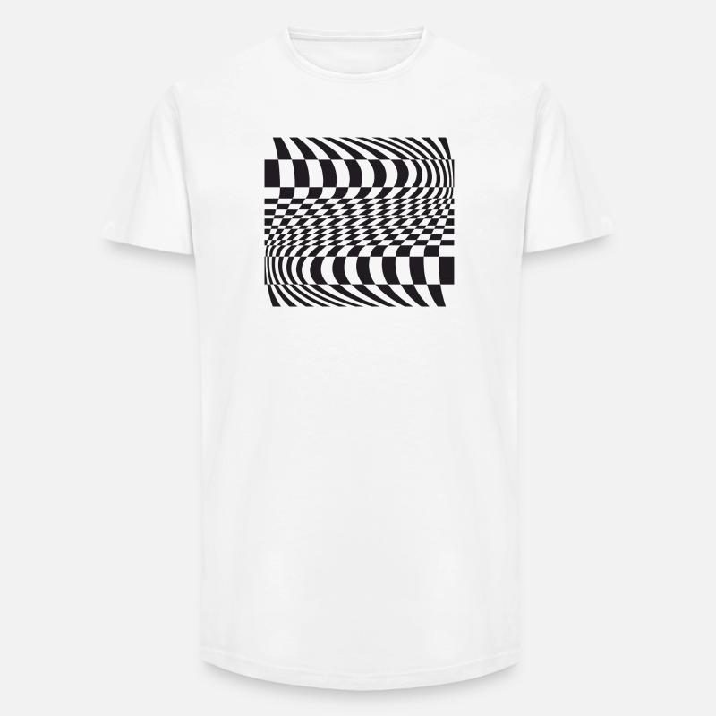 Gitter der optischen Kurve - Long Fit Männer T-Shirt - Weiß