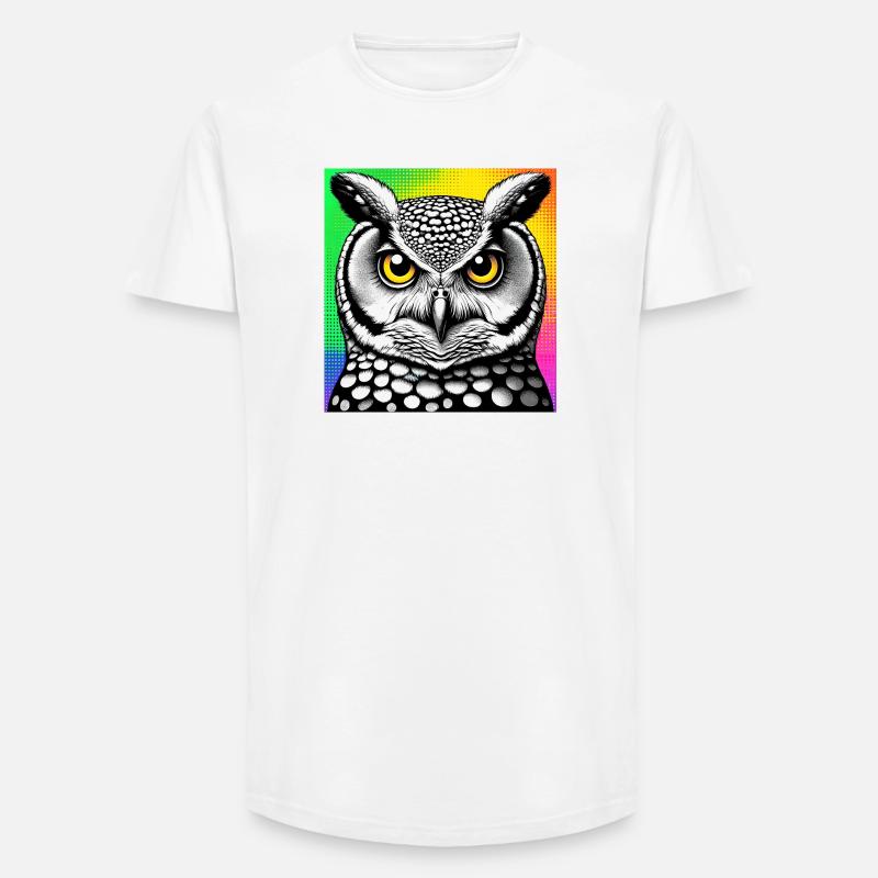 Eule - Long Fit Männer T-Shirt - Weiß