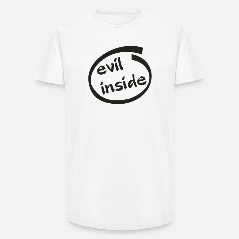 Evil Inside Ring Graphic - Long Fit Men's T-Shirt - white